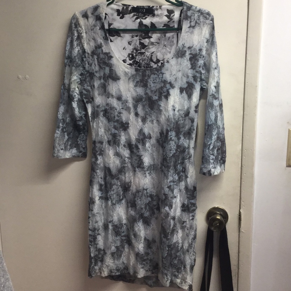 Forever 21 Floral Midi Dress with 3/4 Sleeves